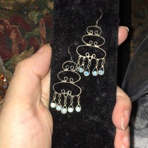 1.5” VTG Sterling Silver Crystal Drop Earrings